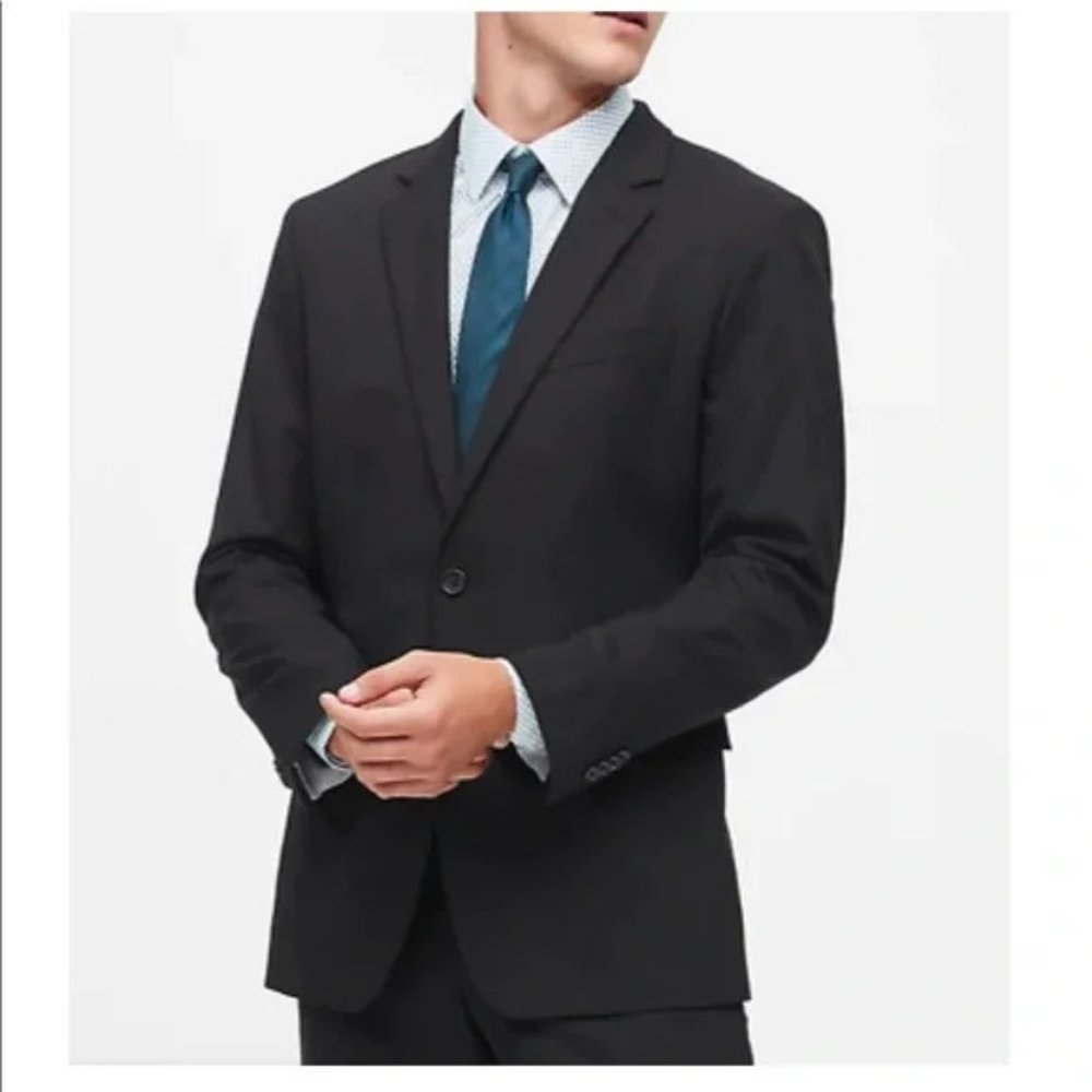 Banana Republic Standard Solid Italian Wool Suit Jacket size 50R Charcoal Black